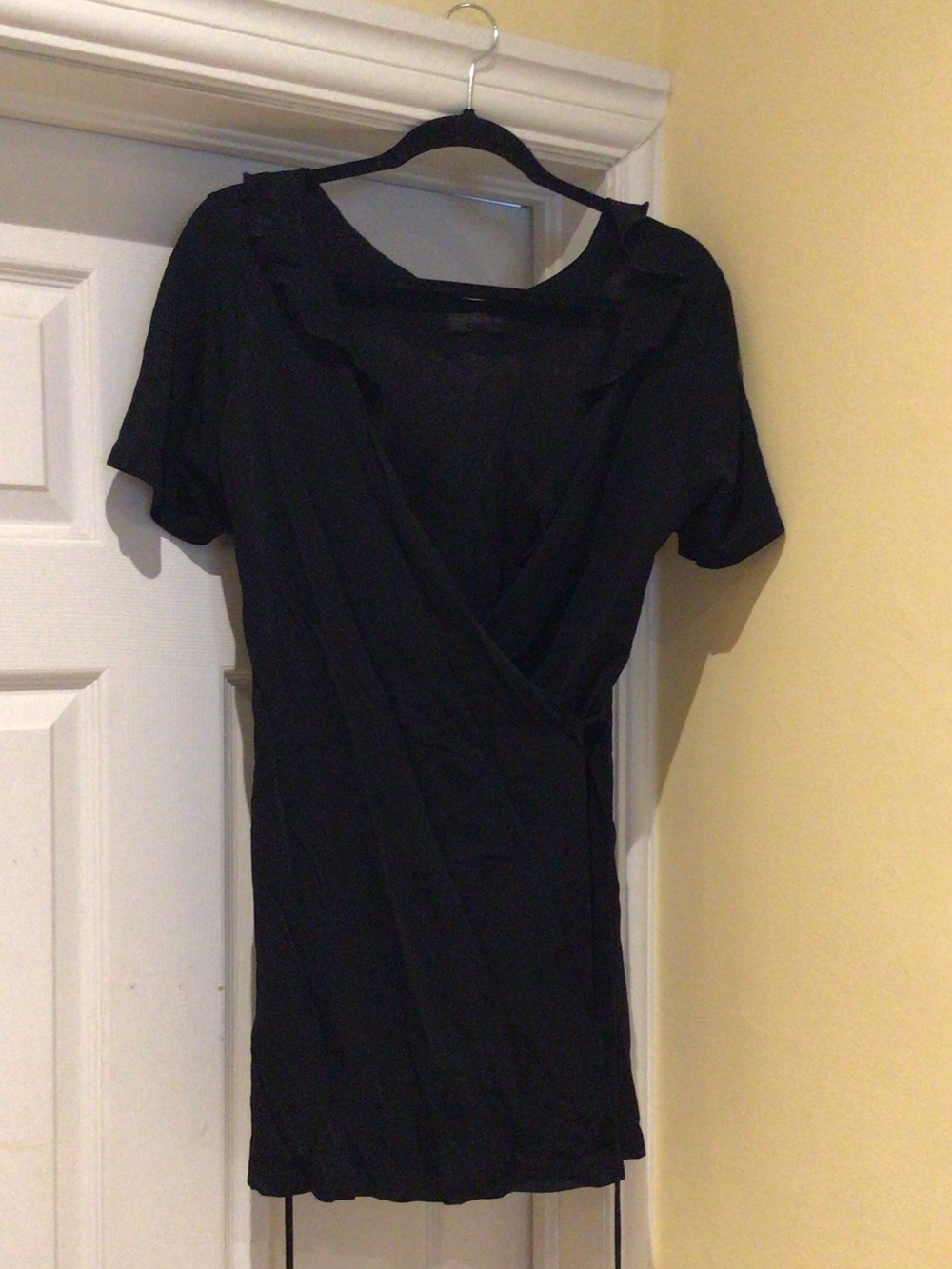 SHAN Black Short-Sleeve Wrap Mini Dress